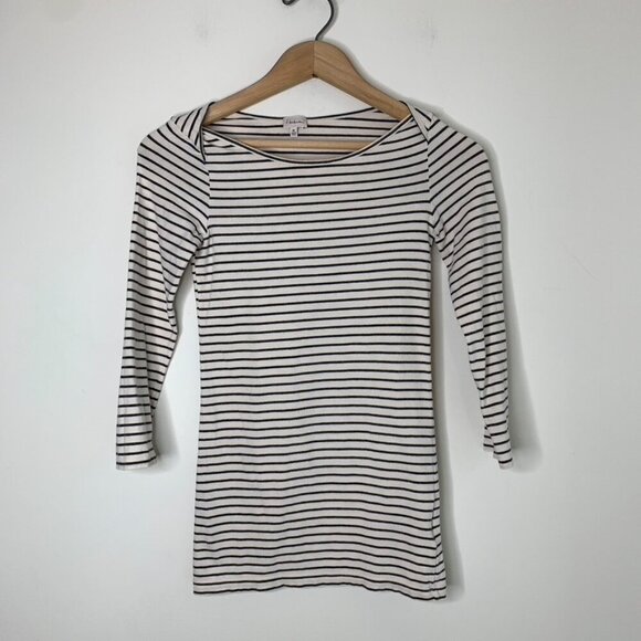 Aritzia Babaton Stripe T-shirt Top 3/4 Length sleeve Stretch Cotton Size XS - Picture 5 of 16